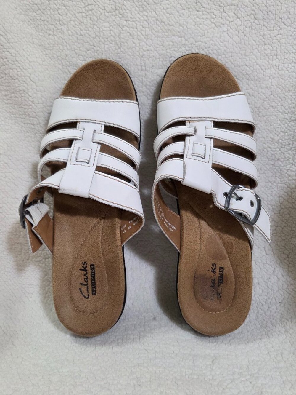 Clarks White Leather Sandals, 8